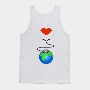 Heart checking with stethoscope planet Tank Top